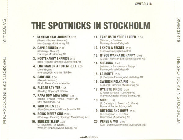 The Spotnicks : The Spotnicks In Stockholm (With Bonus Tracks) (CD, Album)