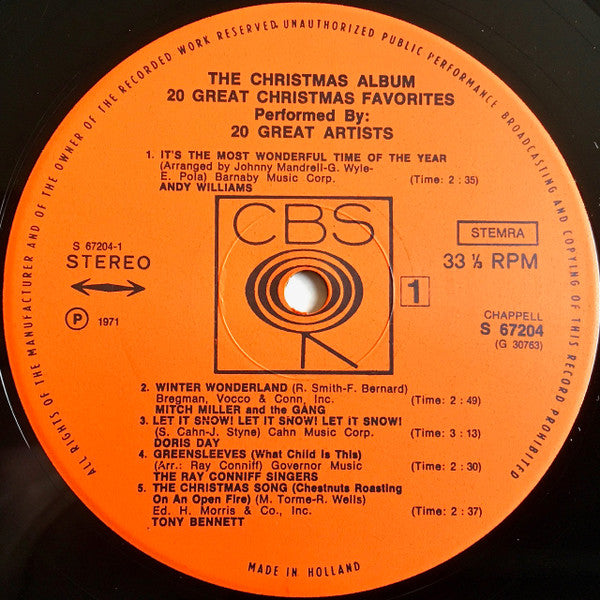 Various : The Christmas Album: 20 Great Christmas Favorites By 20 Great Artists (2xLP, Comp, Gat)