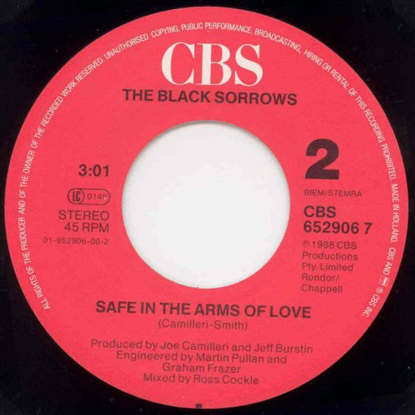 The Black Sorrows : Hold On To Me (7")