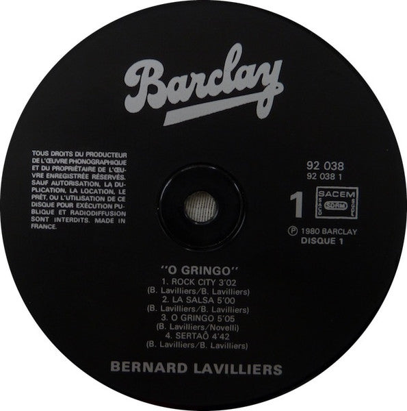 Lavilliers* : O Gringo (LP, Album, Gat + 12")