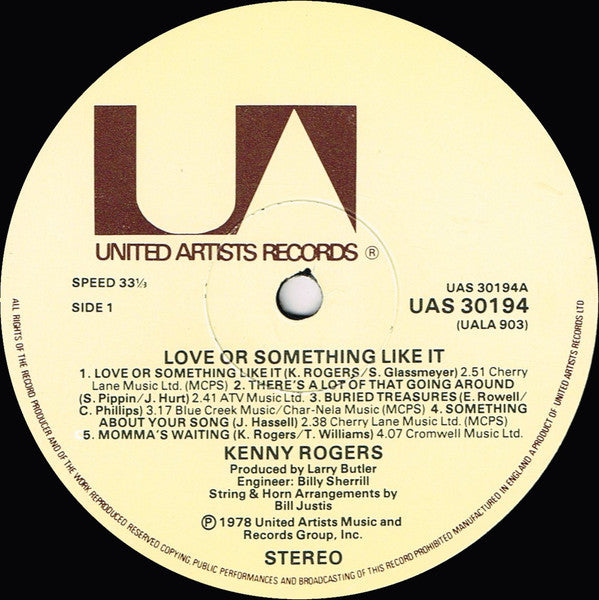 Kenny Rogers : Love Or Something  Like It (LP, Album)