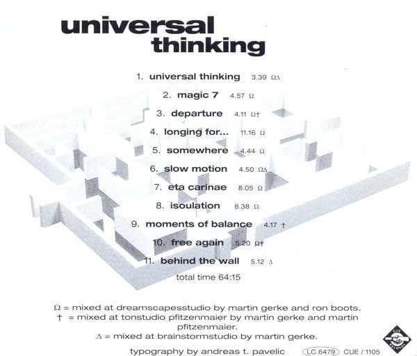 Martin Gerke : Universal Thinking (CD, Album)