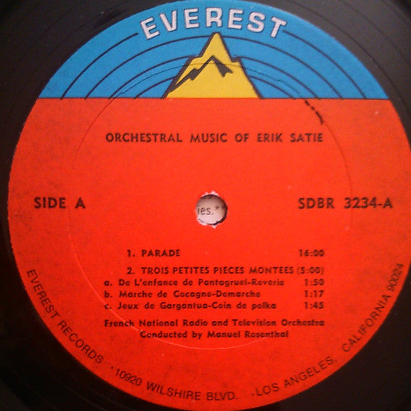 Erik Satie - Orchestre National De L'ORTF, Manuel Rosenthal : Orchestral Music Of Erik Satie (LP, RE)