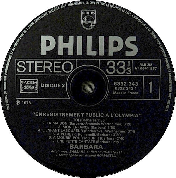 Barbara (5) : Les Insomnies / Enregistrement Public A L'Olympia (2xLP, Album, RE)