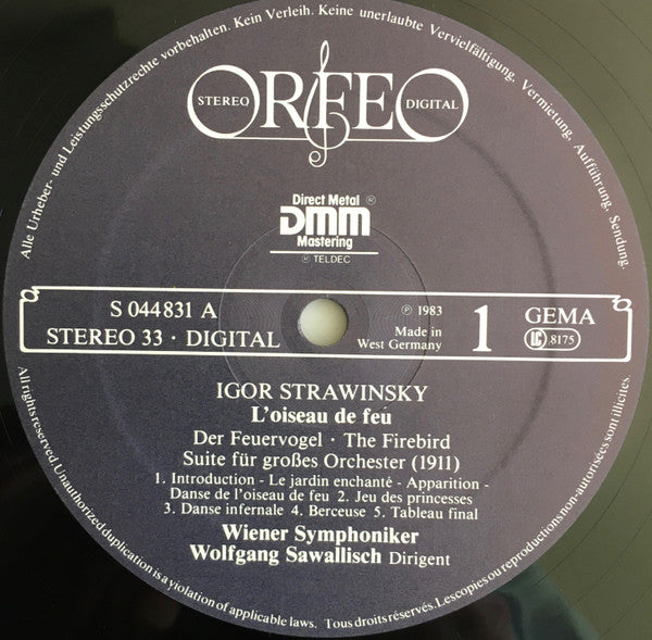 Igor Stravinsky, Emile Naoumoff / Wiener Symphoniker · Wolfgang Sawallisch : L'Oiseau De Feu = The Firebird = Der Feuervogel (Pianoversion / Orchestersuite Nr. 1) (LP)