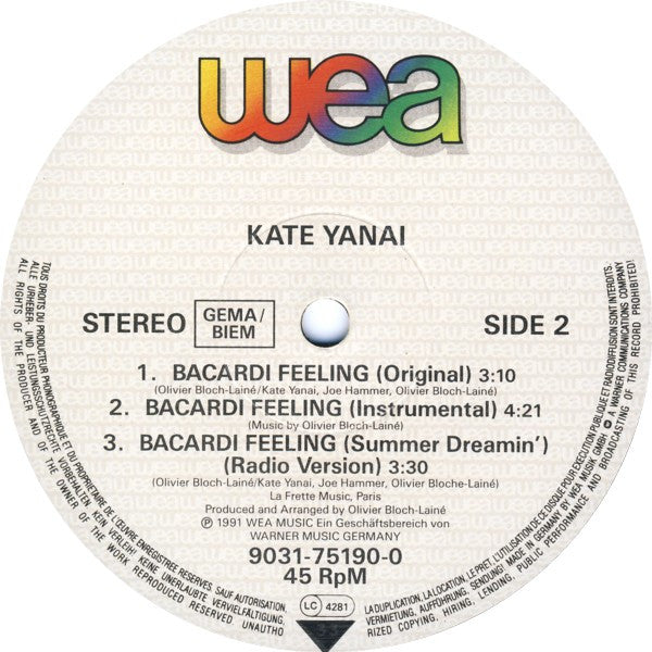 Kate Yanai : Bacardi Feeling (12")