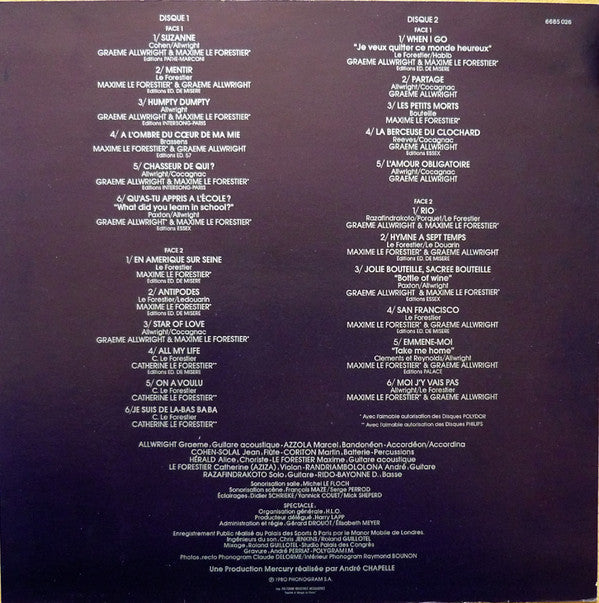 Graeme Allwright, Maxime Le Forestier : Enregistrement Public Au Palais Des Sports (2xLP, Album, Gat)