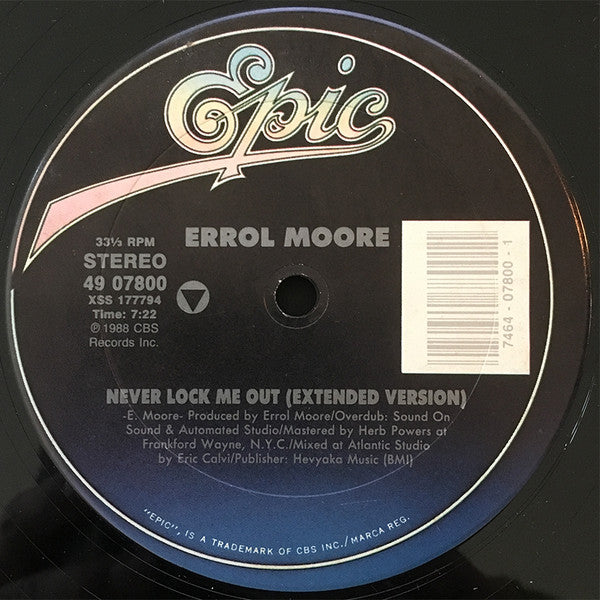 Errol Moore : Never Lock Me Out (12")