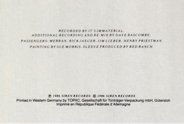 It's Immaterial : Driving Away From Home (Wicked Weather For Walking) (12", Single)