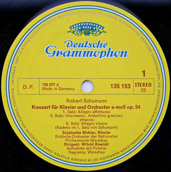 Robert Schumann - Sviatoslav Richter · Mstislav Rostropovich : Klavierkonzert • Cellokonzert (LP, RE)