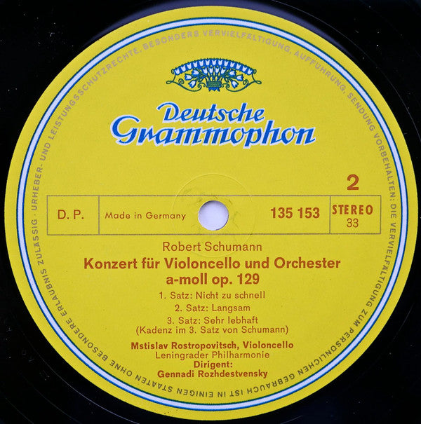 Robert Schumann - Sviatoslav Richter · Mstislav Rostropovich : Klavierkonzert • Cellokonzert (LP, RE)