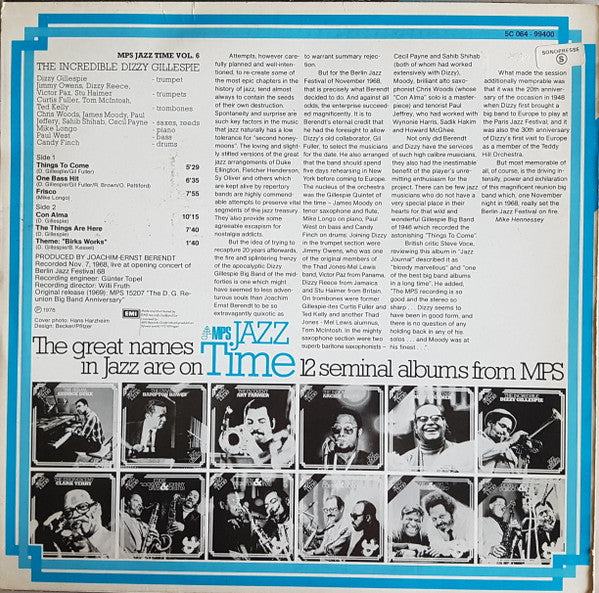 Dizzy Gillespie : The Incredible Dizzy Gillespie (LP, Album, RE)
