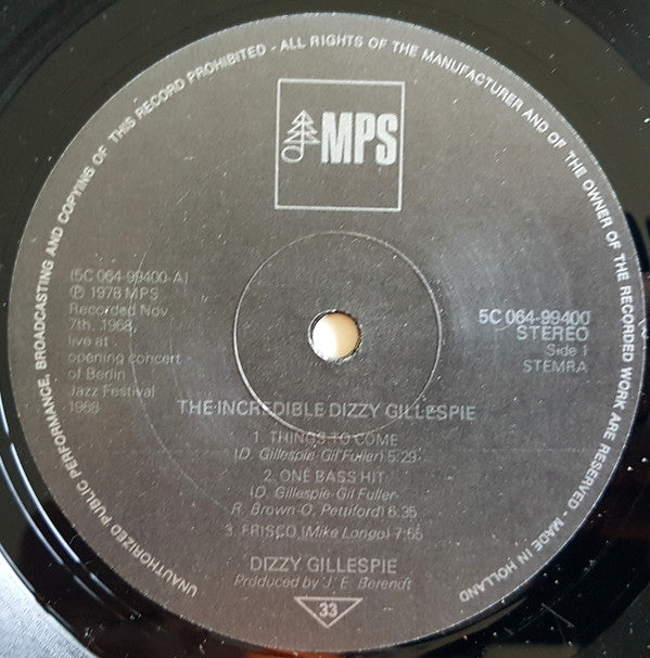 Dizzy Gillespie : The Incredible Dizzy Gillespie (LP, Album, RE)