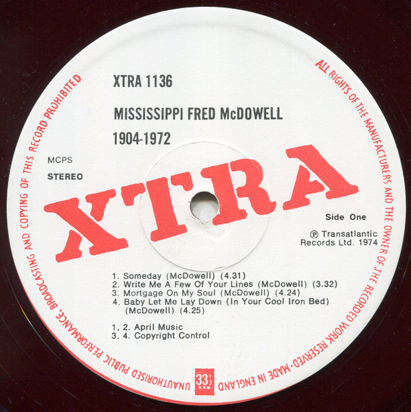 Mississippi Fred McDowell* : 1904-1972 (LP, Album)