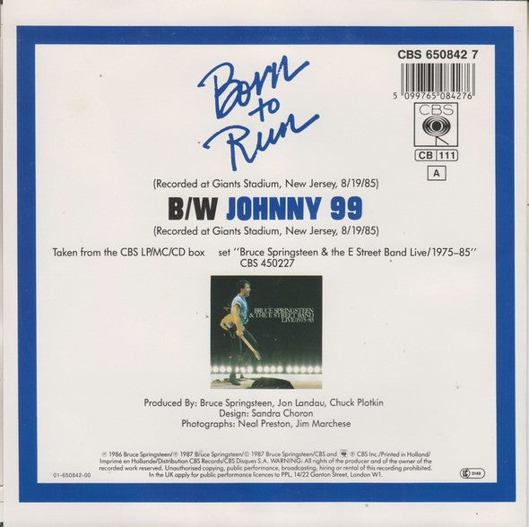 Bruce Springsteen & The E Street Band* : Born To Run (7", Single)