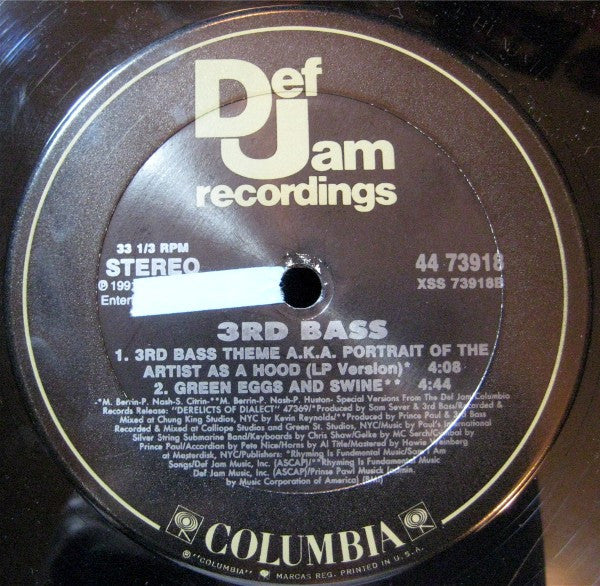 3rd Bass : 3rd Bass Theme A.K.A. Portrait Of The Artist As A Hood (12")