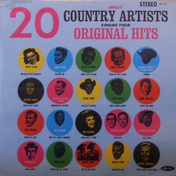 Various : 20 Great Country Artists Singing Their Original Hits (LP, Comp, Whi)