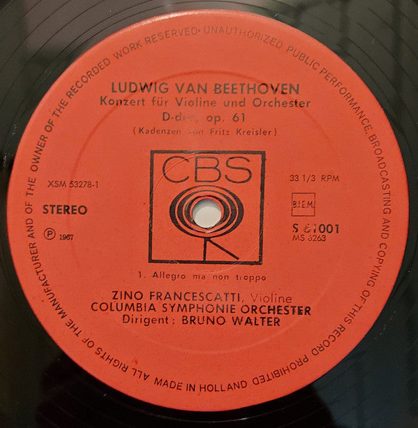 Ludwig van Beethoven - Bruno Walter, Zino Francescatti, Columbia Symphony Orchestra : Konzert Für Violine Und Orchester (LP, RE)