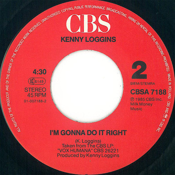 Kenny Loggins : Danger Zone (7", Single)