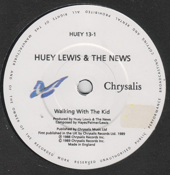 Huey Lewis And The News* : Walking With The Kid (7", Single)