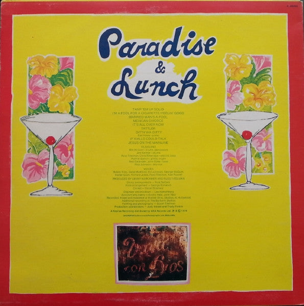 Ry Cooder : Paradise And Lunch (LP, Album)