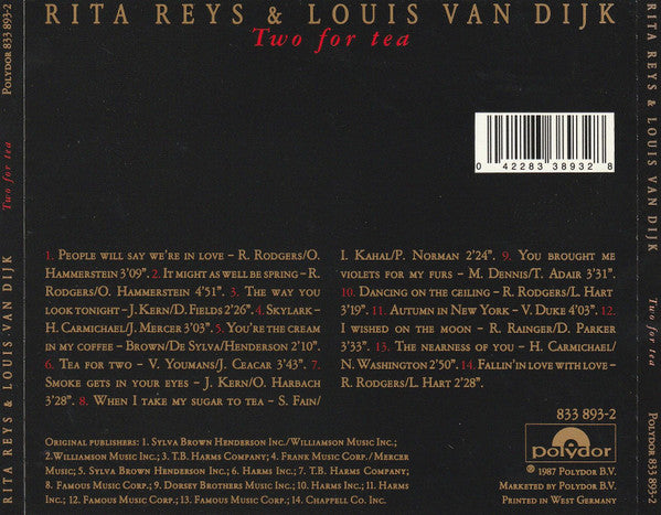 Rita Reys & Louis Van Dijk : Two For Tea (CD, Album, bon)