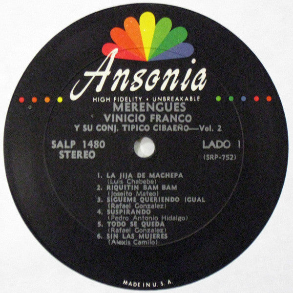 Vinicio Franco Y Su Conjunto Tipico Cibaeño : Merengues Volumen 2 (LP)