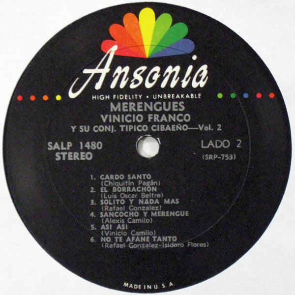 Vinicio Franco Y Su Conjunto Tipico Cibaeño : Merengues Volumen 2 (LP)