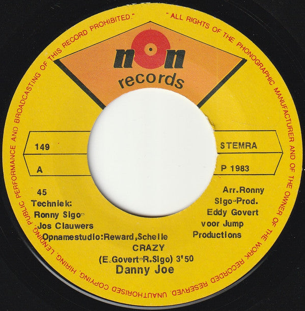 Danny Joe : Crazy (7", Single)