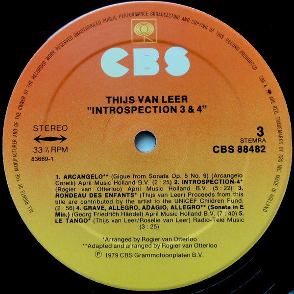 Thijs van Leer : Introspection 3 & 4 (2xLP, Album, Comp, Gat)