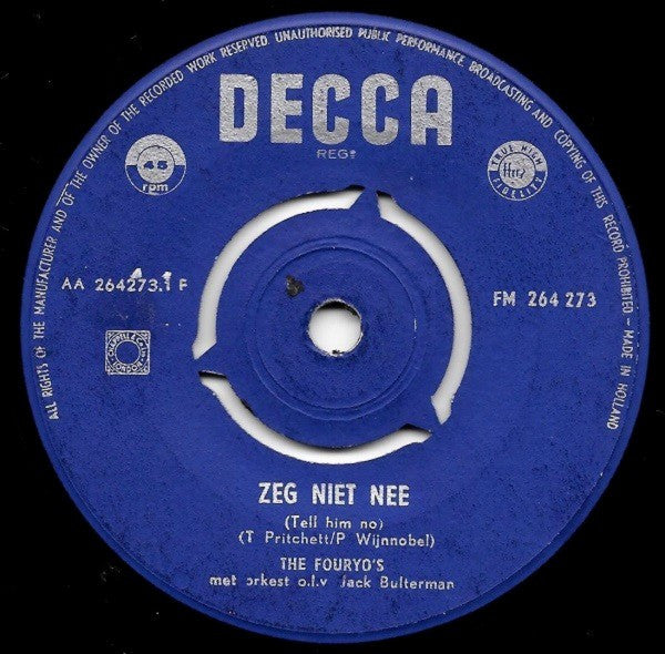 The Fouryo's : Zeg Niet Nee (7")