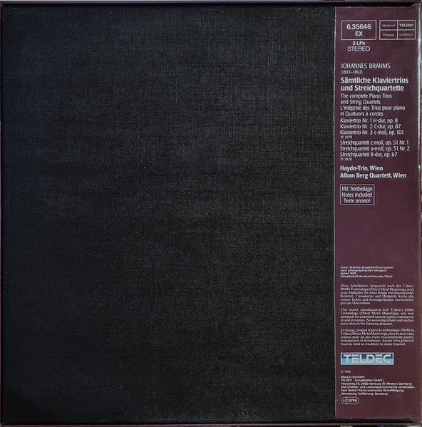 Johannes Brahms, Haydn-Trio, Wien, Alban Berg Quartett : Sämtliche Klaviertrios Und Streichquartette (3xLP, Boo + Box)