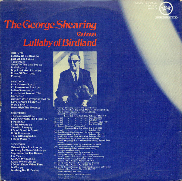 The George Shearing Quintet : Lullaby Of Birdland (2xLP, Album, Comp, Mono)