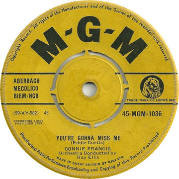 Connie Francis : You're Gonna Miss Me (7", Single)