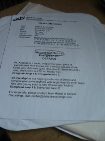 Primordial Nature : Evergreen E.P. (12", EP, Promo, TP, W/Lbl)