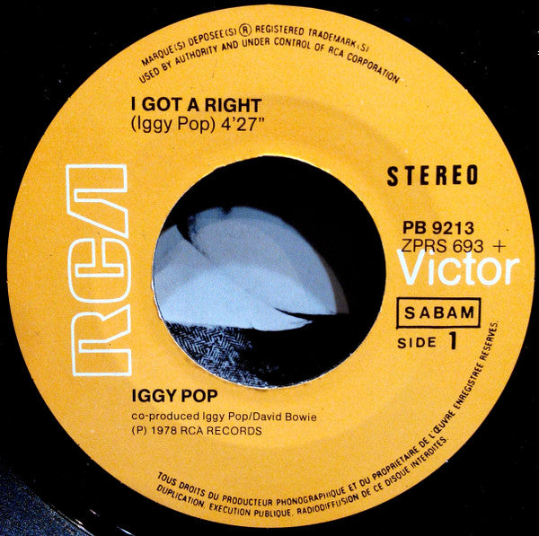 Iggy Pop : I Got A Right (7")