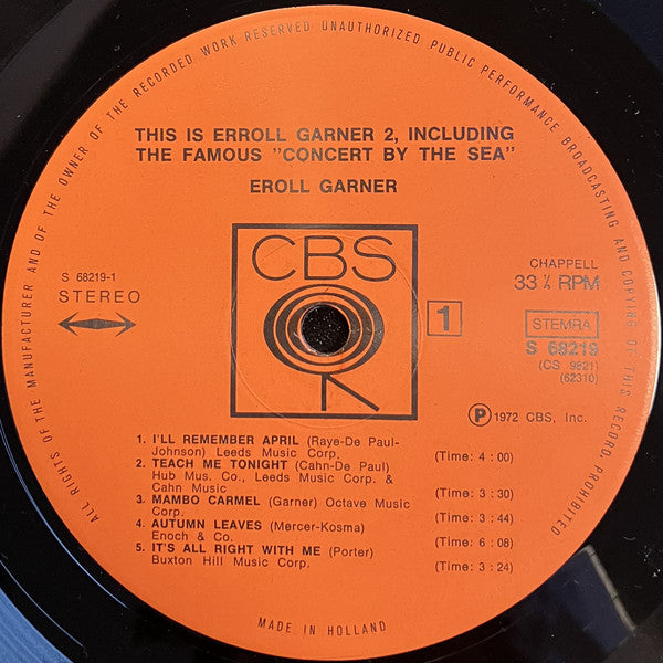 Erroll Garner : This Is Erroll Garner 2, Including The Famous »Concert By The Sea« (2xLP, Comp, Gat)