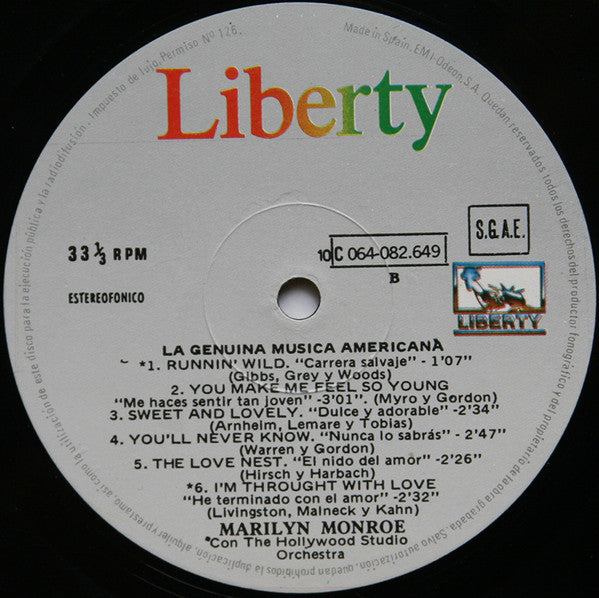 Marilyn Monroe : Canta (LP, Comp)