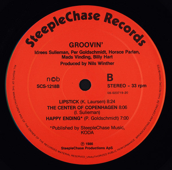 Idrees Sulieman, Per Goldschmidt, Horace Parlan, Mads Vinding, Billy Hart : Groovin' (LP, Album)