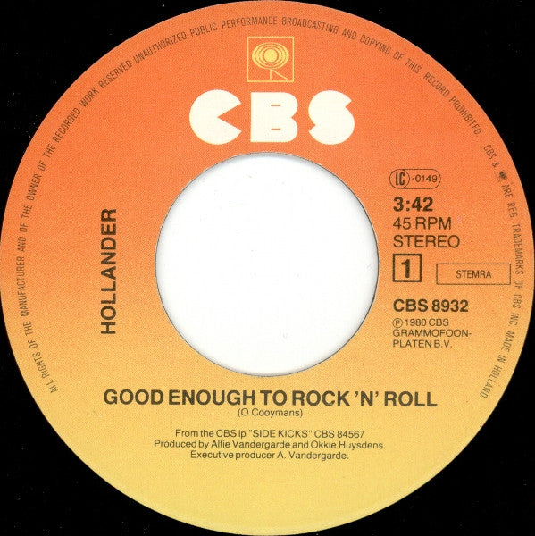 Hollander : Good Enough To Rock 'n' Roll (7", Single)