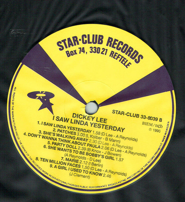 Dickey Lee : I Saw Linda Yesterday (LP, Comp)