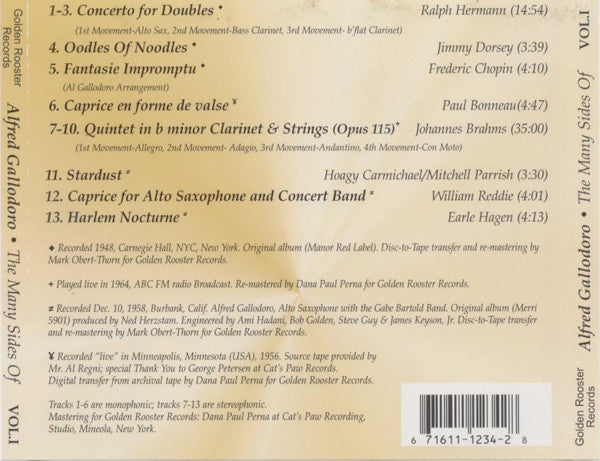 Al Gallodoro : The Many Sides Of Alfred Gallodoro, Vol. I (CD)