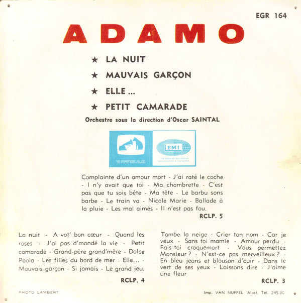 Adamo : La Nuit (7", EP)