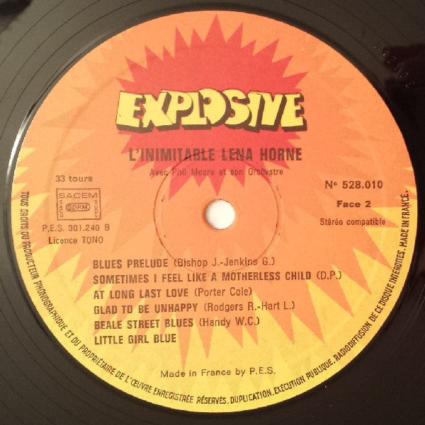 Lena Horne Avec Phil Moore And His Orchestra : L'inimitable Lena Horne (LP, Album, RE)