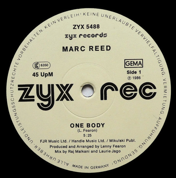 Marc Reed : One Body (12")