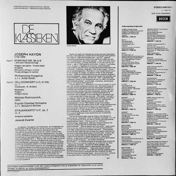 Haydn* - Antal Dorati, Mstislav Rostropovich, Janáček-Kwartet* : Symphonie Nr. 94, "Met De Paukenslag" / Celloconcert Nr. 1 / Serenade (LP, Comp)