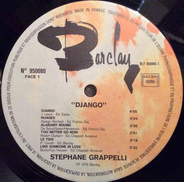 Stéphane Grappelli : Django   (LP, Album, RE)