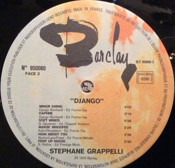 Stéphane Grappelli : Django   (LP, Album, RE)