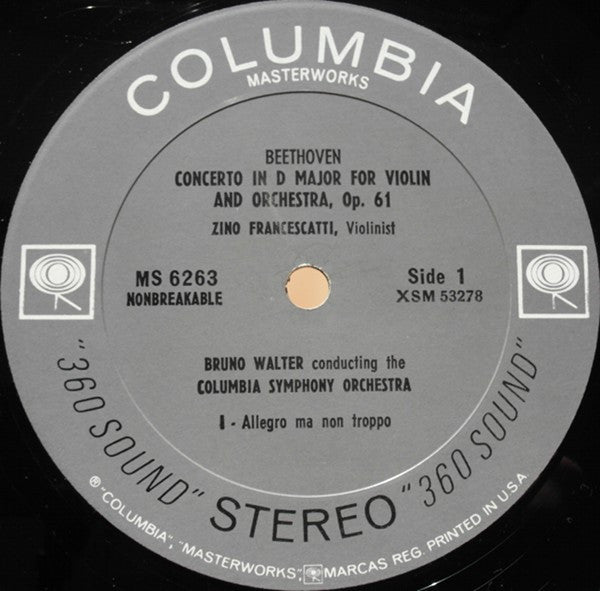 Zino Francescatti ‧ Bruno Walter, Beethoven*, Columbia Symphony* : Violin Concerto (LP, RP)