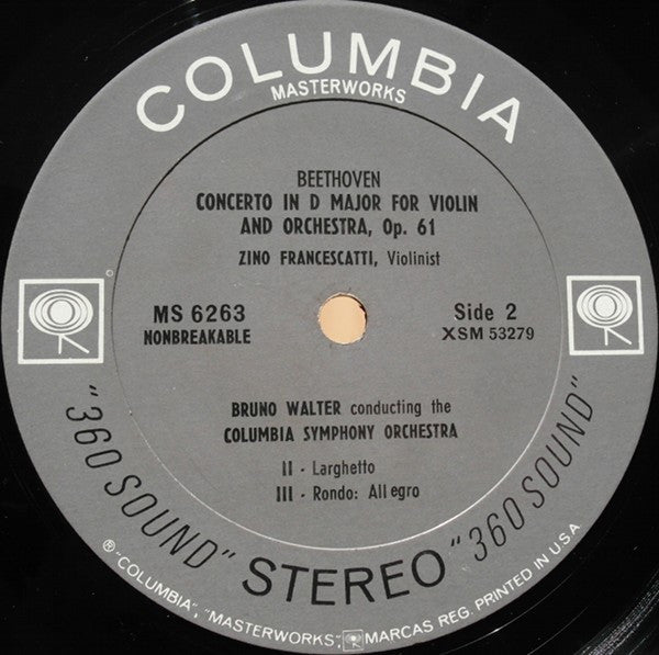 Zino Francescatti ‧ Bruno Walter, Beethoven*, Columbia Symphony* : Violin Concerto (LP, RP)
